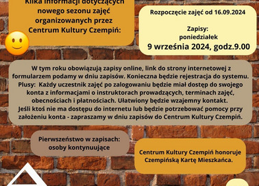 NOWY SEZON ZAJĘĆ W CENTRUM KULTURY - INFORMACJE