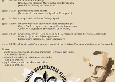 Zaproszenie na obchody 110. rocznicy urodzin Harcmistrza Floriana Marciniaka 