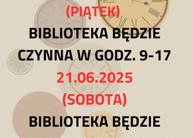 Godziny otwarcia biblioteki