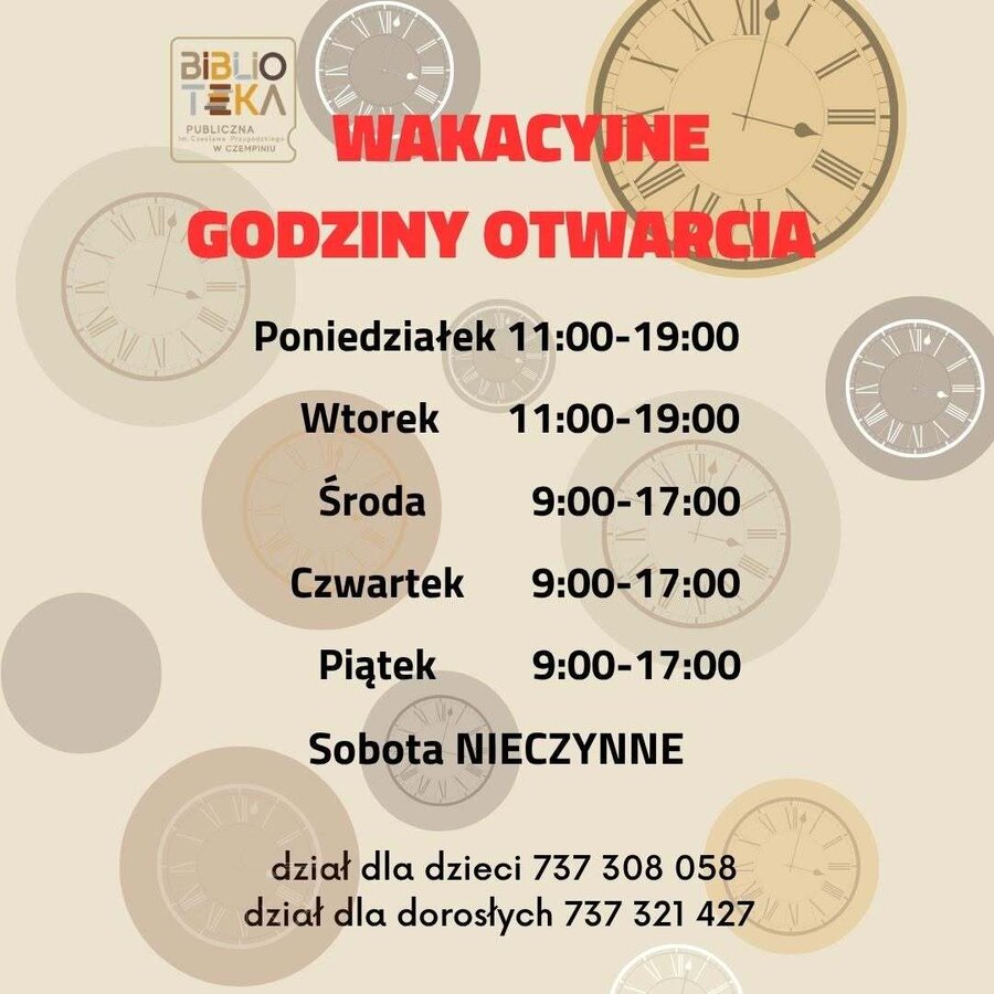 Wakacyjne godziny pracy biblioteki